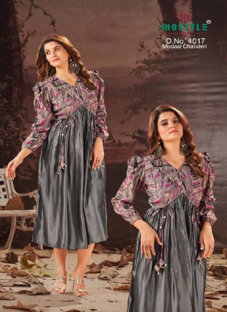 Mostyle 4017 Modal Chanderi Alia Cut Designer Kurti Wholesale Clothing Suppliers In India
